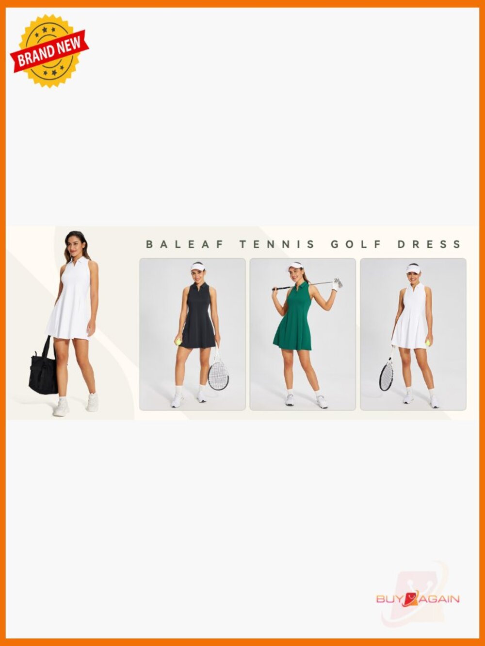 Womens Golf Dress with Built-in Shorts Pockets Racerback - Picture 7 of 7